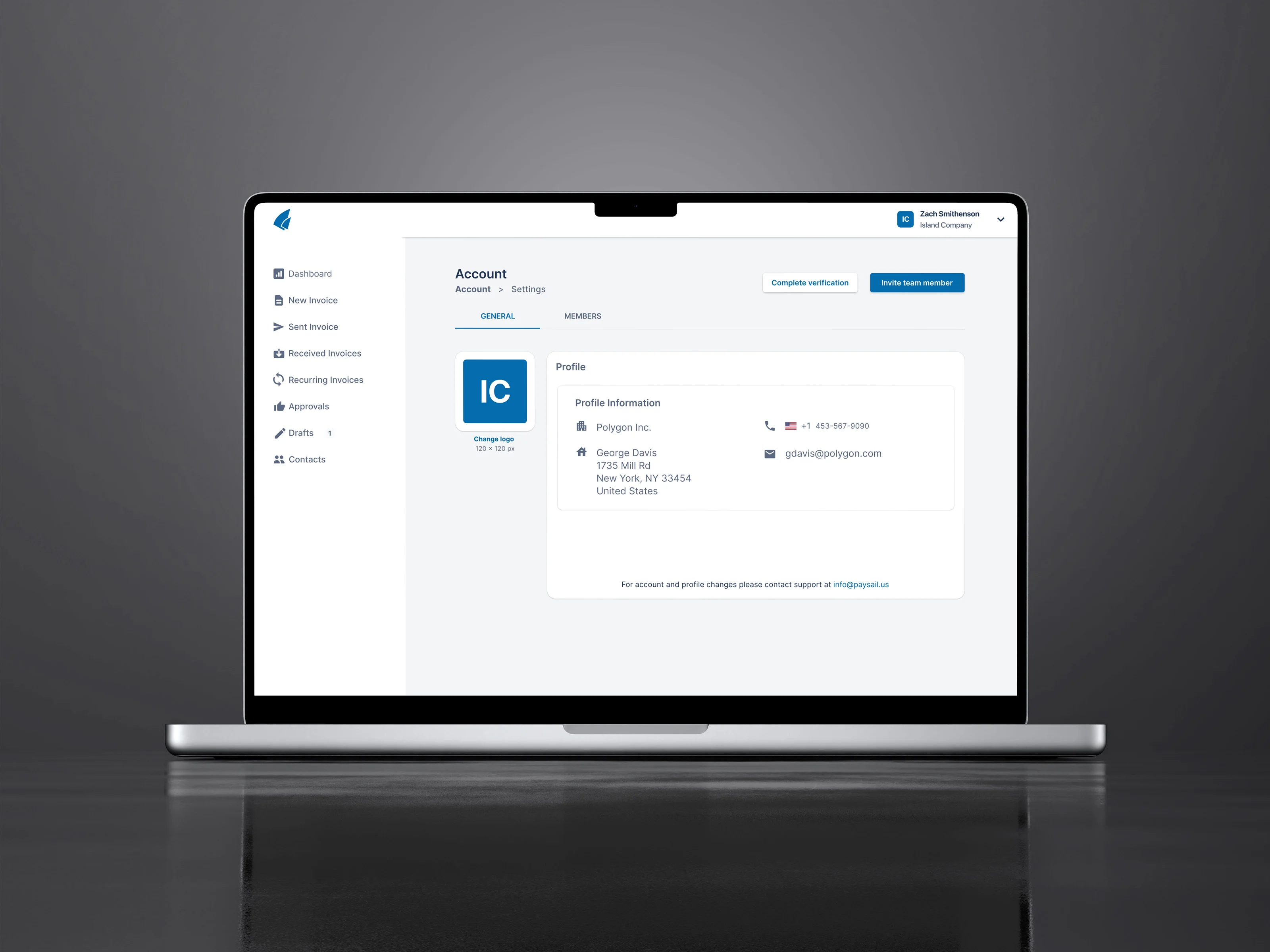 Account profile in Syro